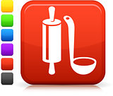 cooking equipment icon on square internet button