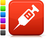 medical Syringe icon on square internet button