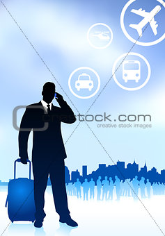Business Traveler with City Skyline