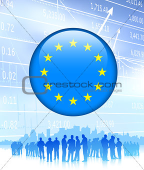 Business Team with European Union Flag Internet Button