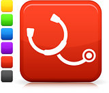 stephoscope icon on square internet button