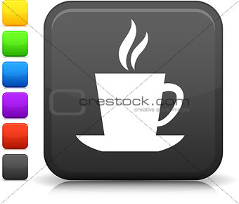 cup of tea or coffee icon on square internet button
