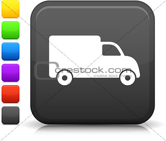 delivery truck icon on square internet button