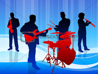Music Band on Blue Background