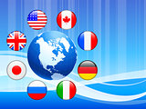 Globe with Internet Flag Buttons Background