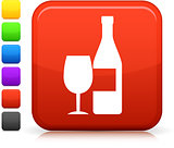 wine icon on square internet button