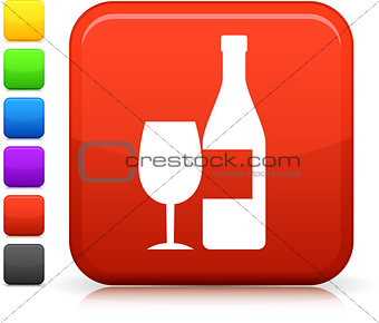 wine icon on square internet button