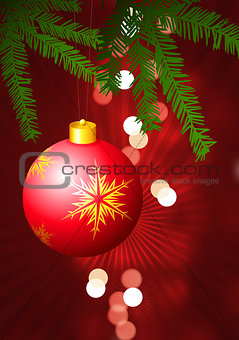 Holiday background with Christmas Ornament and tree