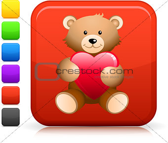 teddy bear  icon on square internet button