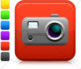photo camera icon on square internet button