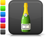 champagne bottle icon on square internet button