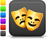 comedy and tragedy masks icon on square internet button