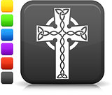 celtic cross icon on square internet button