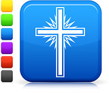 cross icon on square internet button