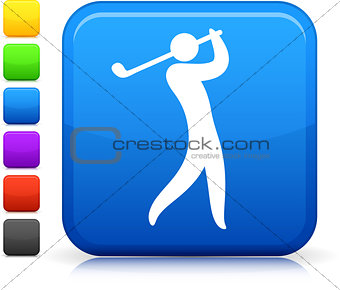 golf icon on square internet button