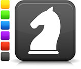 chess knight icon on square internet button