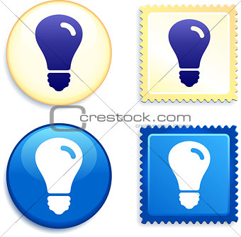 Light Bulb on Stamp and Button
