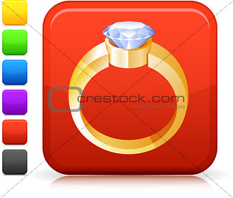 diamond engagement ring icon on square internet button