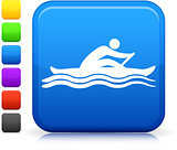 sports rowing icon on square internet button