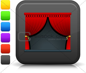 theater stage icon on square internet button