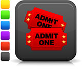 cinema tickets icon on square internet button