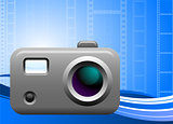 photo camera on film background
