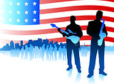 Music band on Patriotic American Flag background