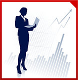 Business woman on background with financial charts