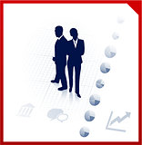 business team silhouettes on corporate background