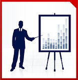 Business man on background with financial charts