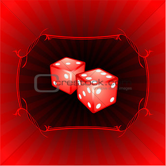 Pair of dice on decorative background