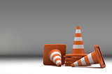 3d group traffic cone on white background