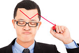 businessman draw red  arrow down and feel disappoint
