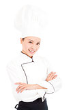 young beauty woman chef standing in studio