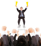 excited businessman screaming with success business team 