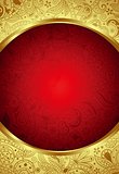 Abstract Gold and Red Floral Frame Background