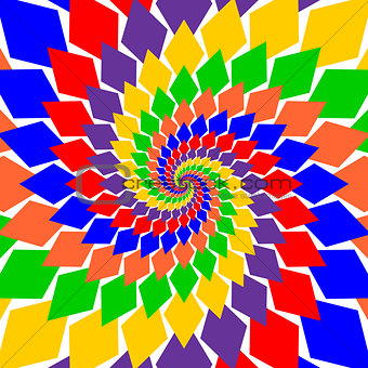 Design multicolor twirl rotation background. Abstract diamond ge