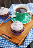 Cupcake and cup of coffee 