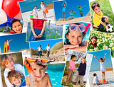 Montage Active Happy Children Playing 