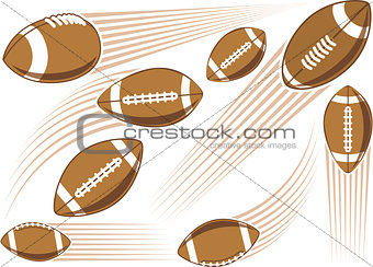Flying american football ball
