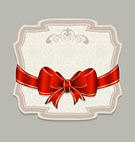 Vintage label with a red bow for design packing