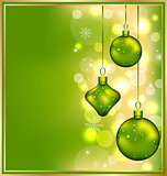 Holiday glowing invitation with Christmas balls
