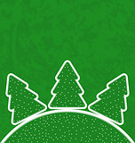 Green paper cut-out set christmas tree