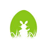 Cartoon Easter poster with rabbit and grass