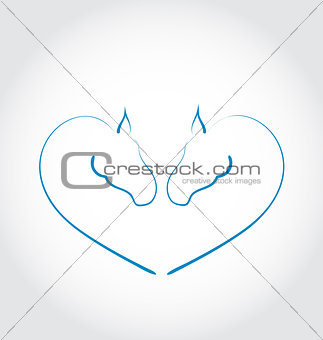 Two horses stylized heart shape