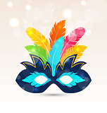Colorful carnival or theater mask with feathers