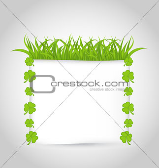 Nature invitation with grass and shamrocks for St. Patrick's Day