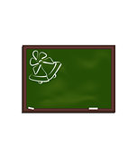 School chalkboard with bells isolated on white background