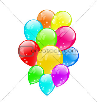 Bunch colorful balloons isolated on white background