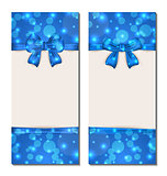Set holiday cards with gift bows isolated